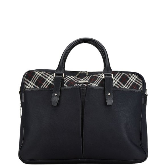 Burberry Nova Check Business Bag in Black Nylon and Leather for Women - Picture 1 of 11